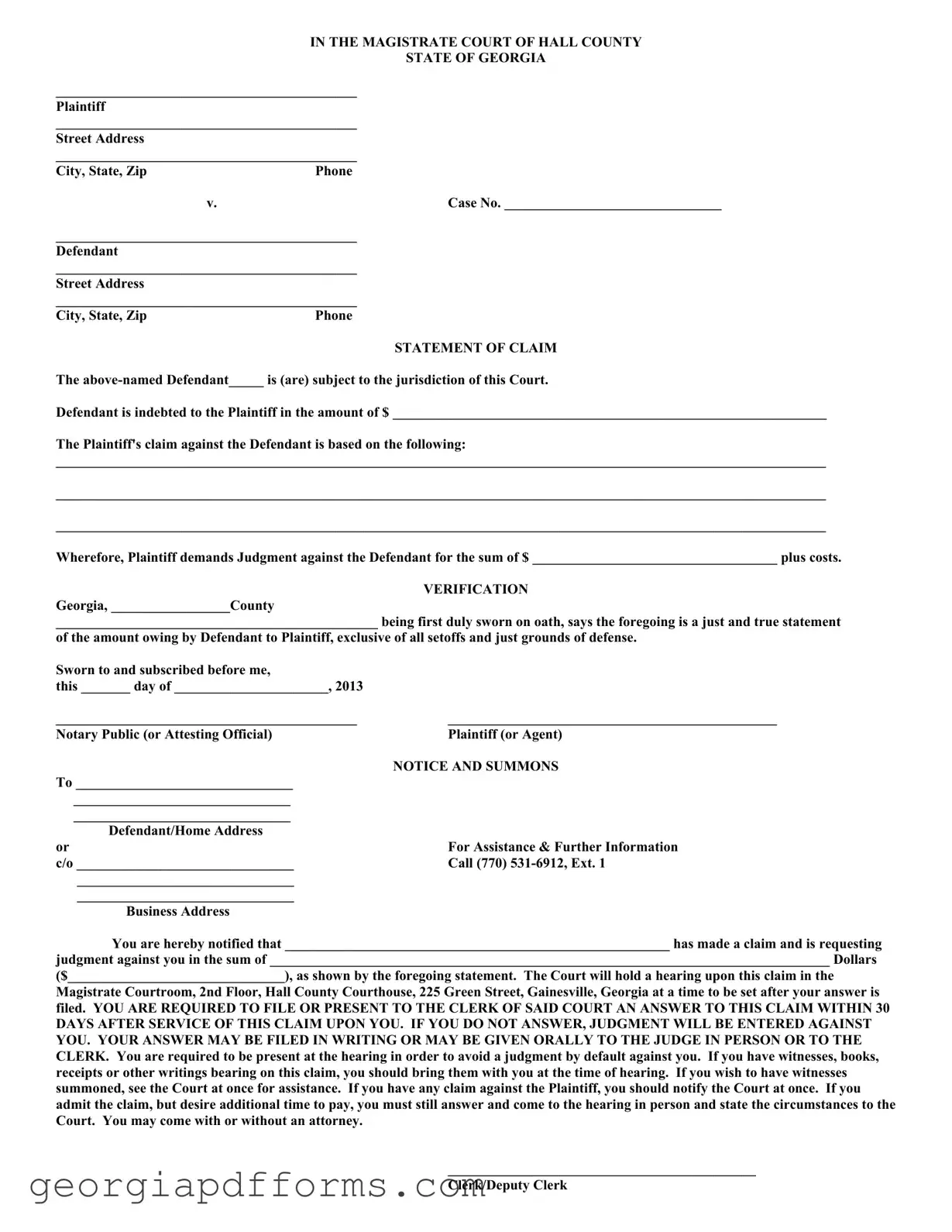 Fill a Valid Fulton County Georgia Writ Of Template