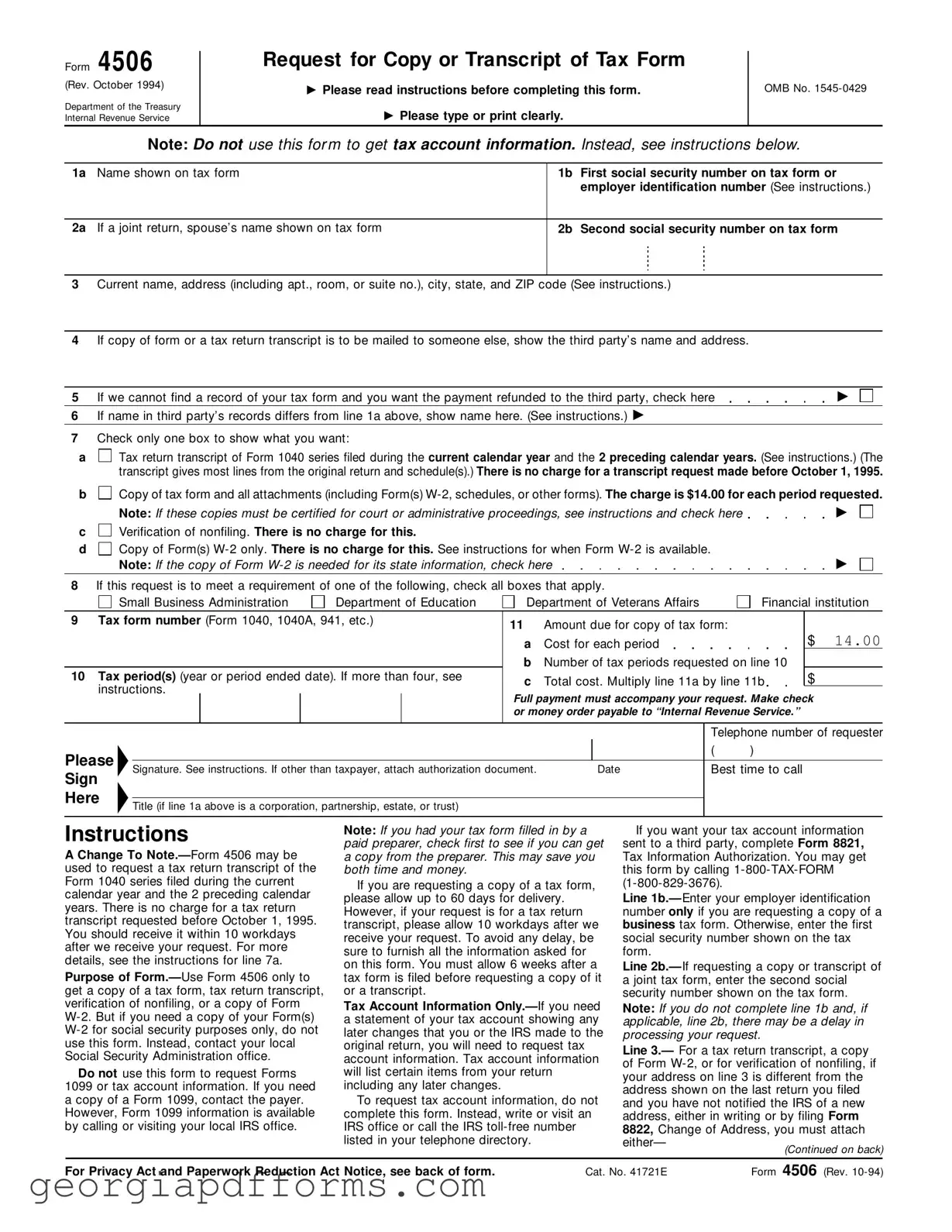 Fill a Valid Georgia 4506 Template