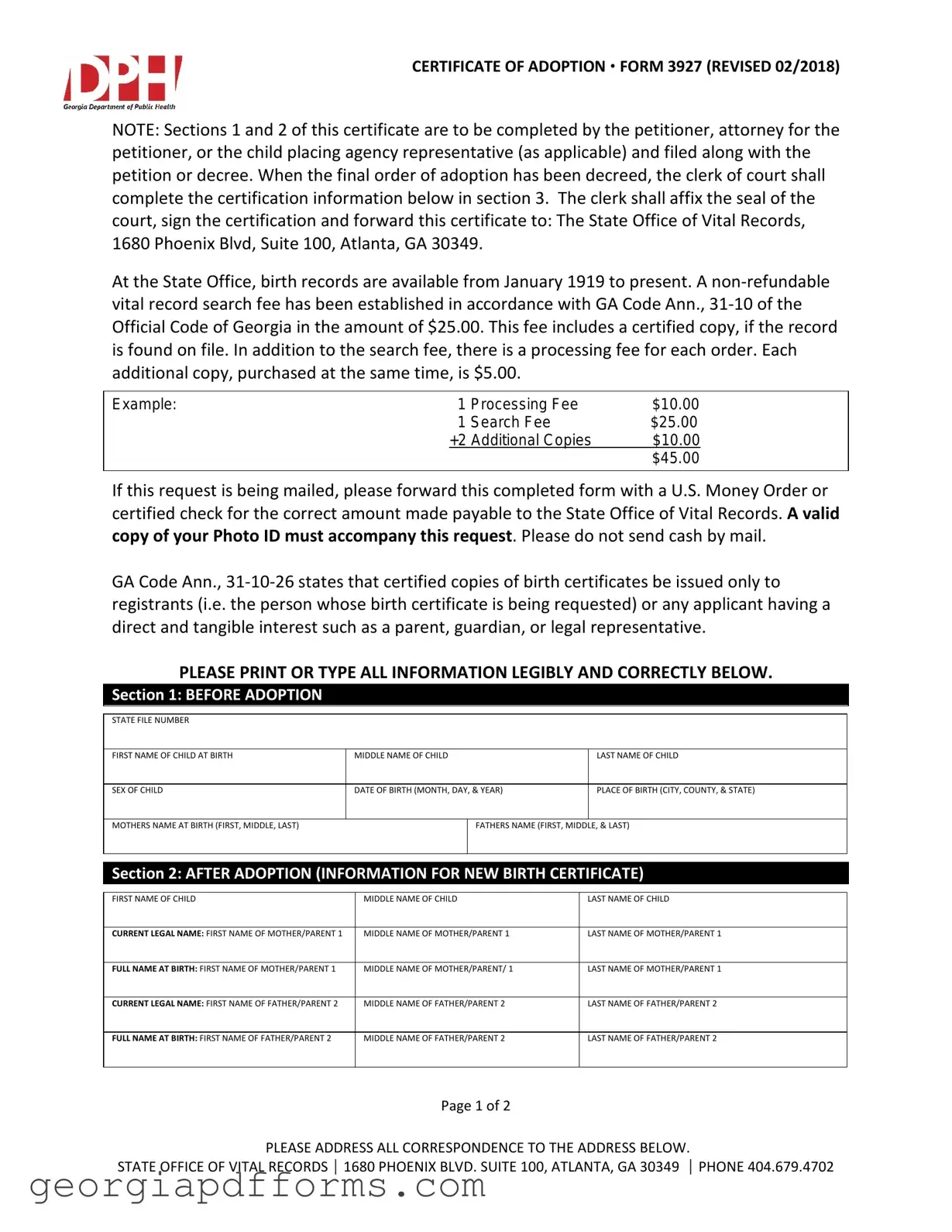 Fill a Valid Georgia Adult Adoption Petition Template