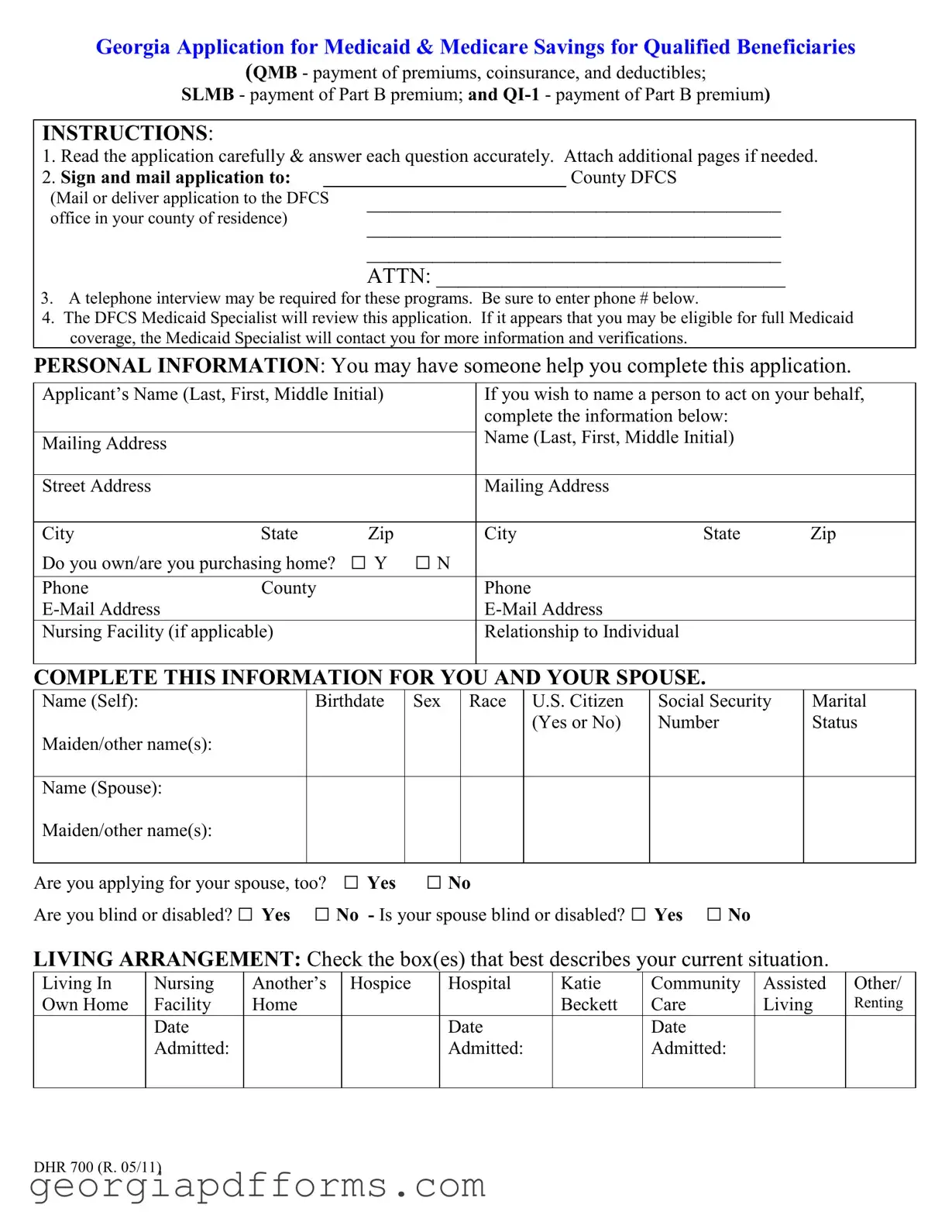 Fill a Valid Georgia Application For Medicaid Template