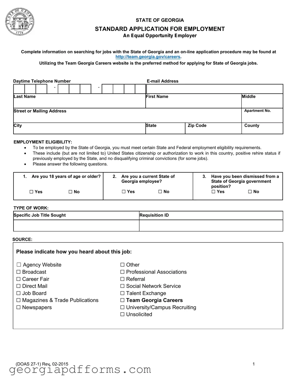 Fill a Valid Georgia Employment Template