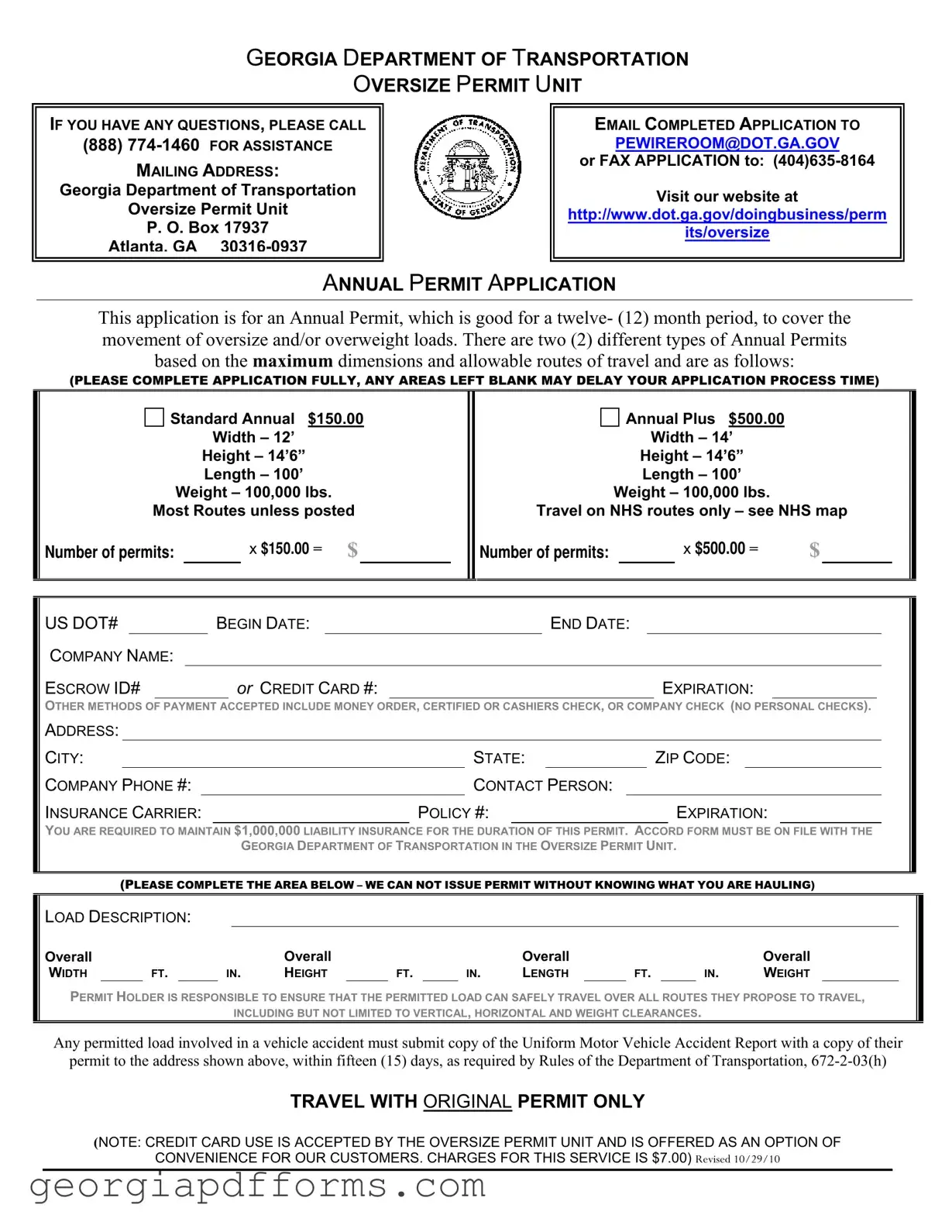 Fill a Valid Georgia Permit Application Template