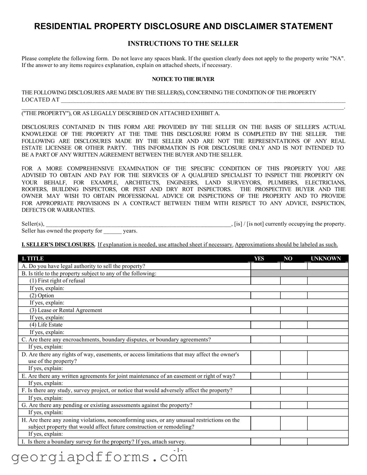 Fill a Valid Georgia Residential Real Estate Template