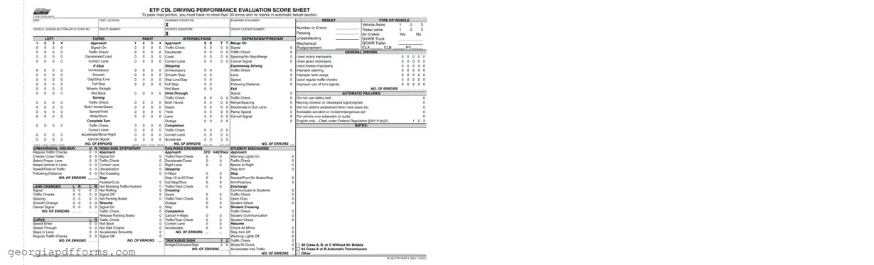 Fill a Valid Georgia Road Test Score Template
