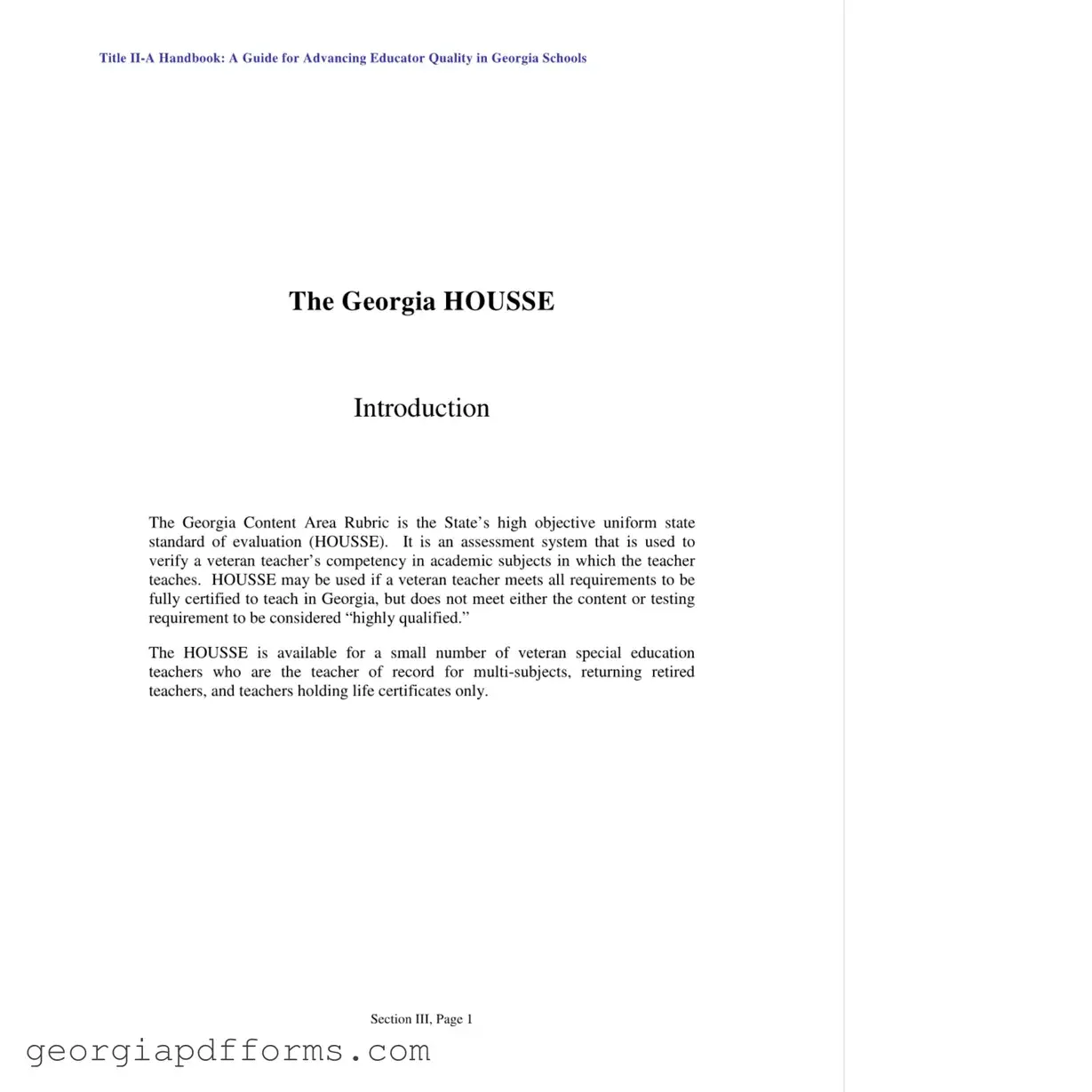 Fill a Valid Housse Rubric Georgia Template