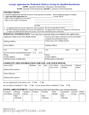 Fill a Valid Georgia Application For Medicaid Template