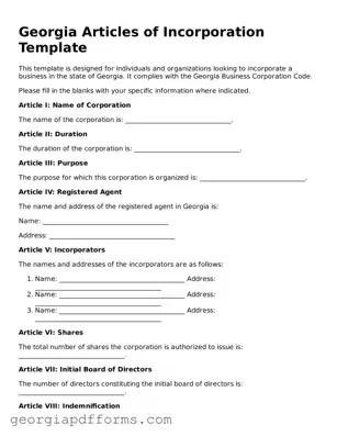 Official Articles of Incorporation Document for Georgia State