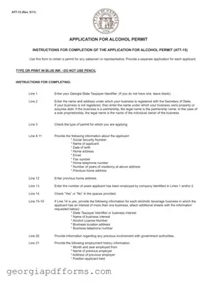 Fill a Valid Georgia Att 15 Template