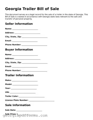 Official Trailer Bill of Sale Document for Georgia State