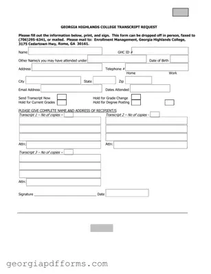 Fill a Valid Georgia College Transcript Request Template