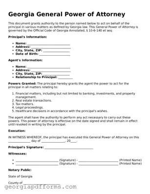 Official General Power of Attorney Document for Georgia State