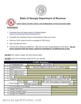 Fill a Valid Georgia G 1003 Template