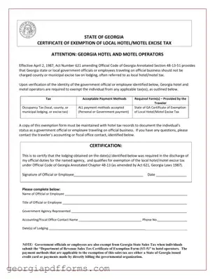 Fill a Valid Georgia Hotel Tax Template