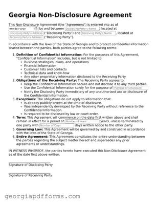 Official Non-disclosure Agreement Document for Georgia State