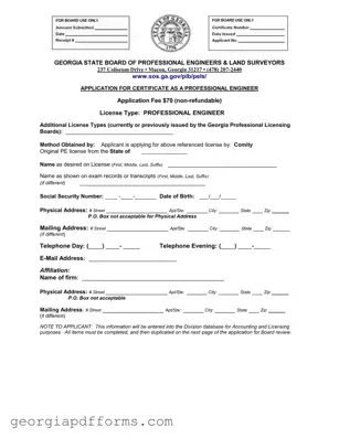 Fill a Valid Georgia Pe Comity Application Template