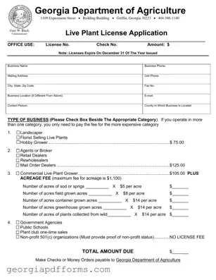 Fill a Valid Georgia Plant License Application Template
