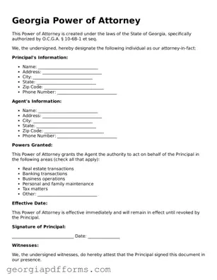 Official Power of Attorney Document for Georgia State