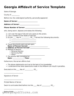Official Affidavit of Service Document for Georgia State