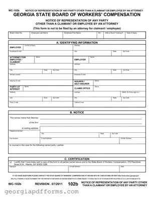 Fill a Valid Georgia Wc 102B Template