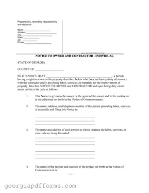 Fill a Valid Notice To Owner Georgia Template